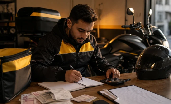 Vardiya sonrası motosiklet giderlerini hesaplayan bağımsız kurye